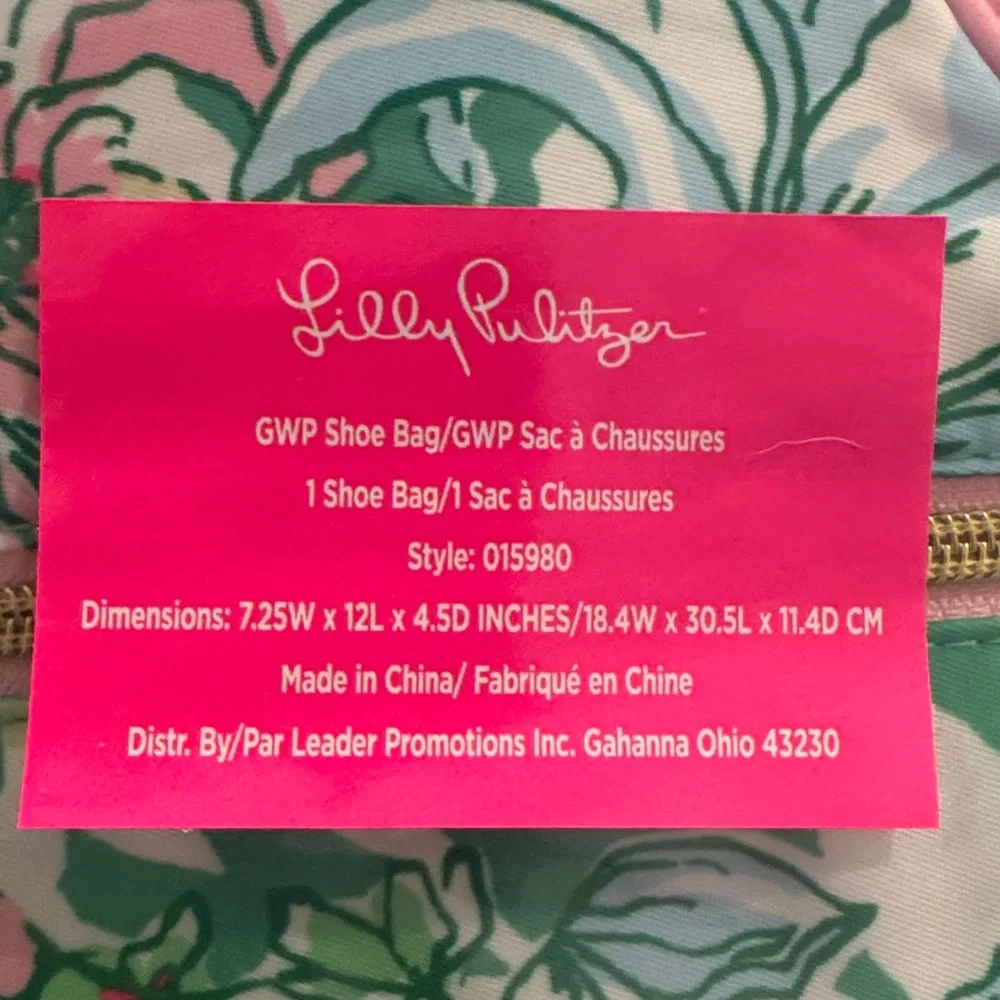 Lilly Pulitzer Designer Travel Shoe Bag Spearmint Blossom Views - Picture 2 of 7